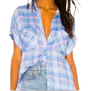 Bella Dahl Chambray Plaid Blouse